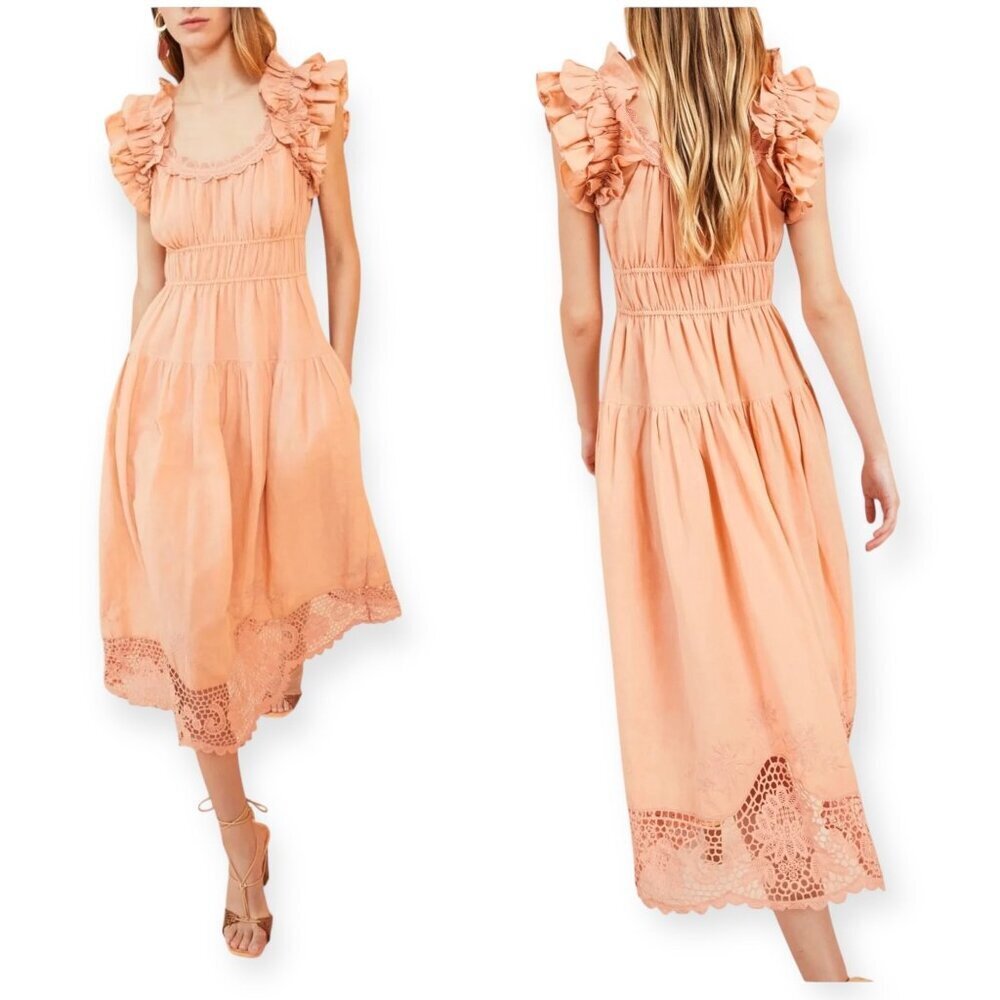 Ulla Johnson Midi Dress, Leona Dress in Azalea/Dusty Pink, Size 6, New with ta